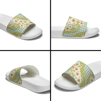 Liko Kukui Hawai'i Palaka Plumeria Slide Sandals Puakenikeni and Maile Lei