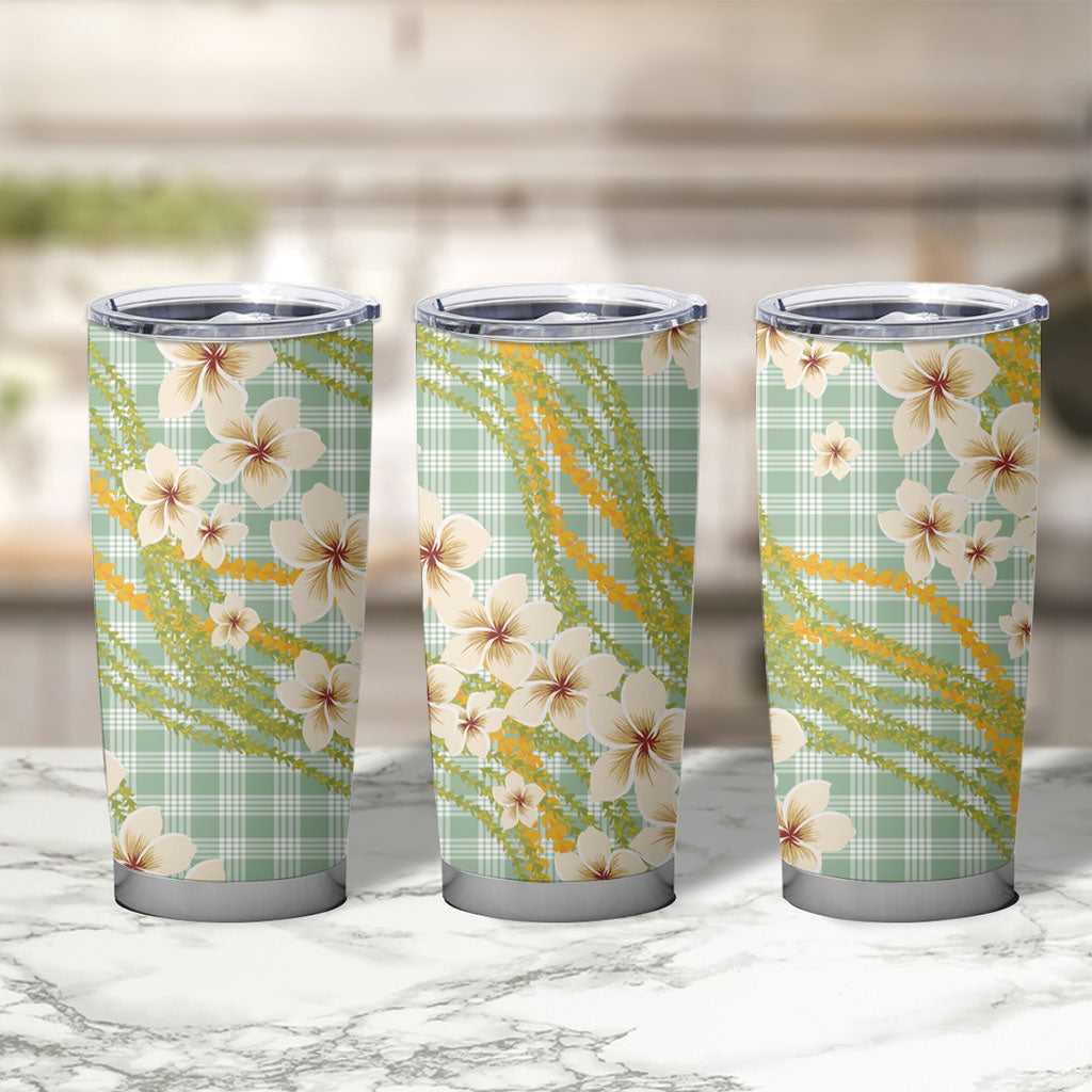 Liko Kukui Hawai'i Palaka Plumeria Tumbler Cup Puakenikeni and Maile Lei
