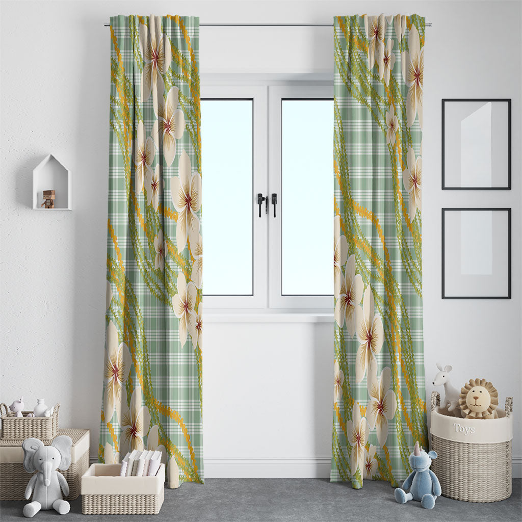 Liko Kukui Hawai'i Palaka Plumeria Window Curtain Puakenikeni and Maile Lei