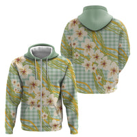 Liko Kukui Hawai'i Palaka Plumeria Zip Hoodie Puakenikeni and Maile Lei