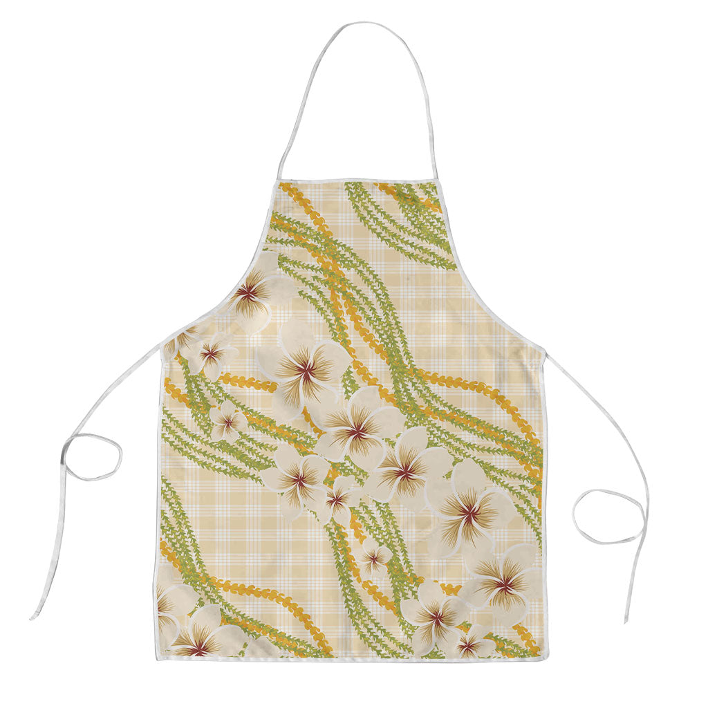 Melemele Ahiahia Hawai'i Palaka Plumeria Apron Puakenikeni and Maile Lei