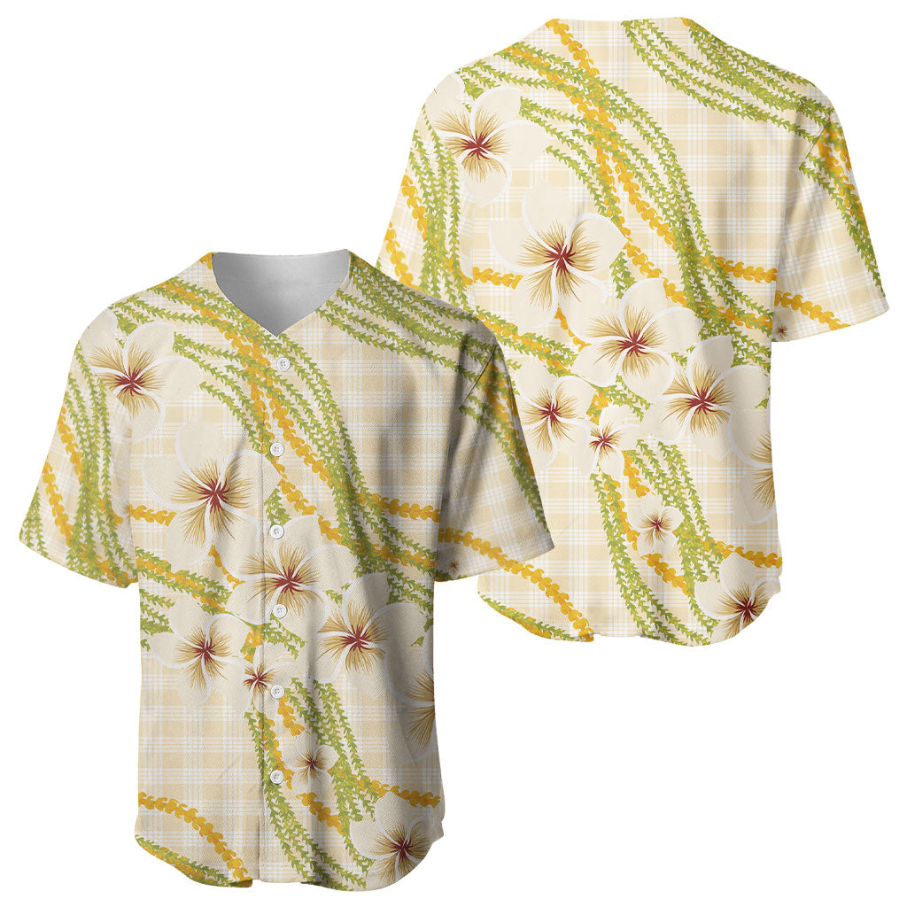 Melemele Ahiahia Hawai'i Palaka Plumeria Baseball Jersey Puakenikeni and Maile Lei