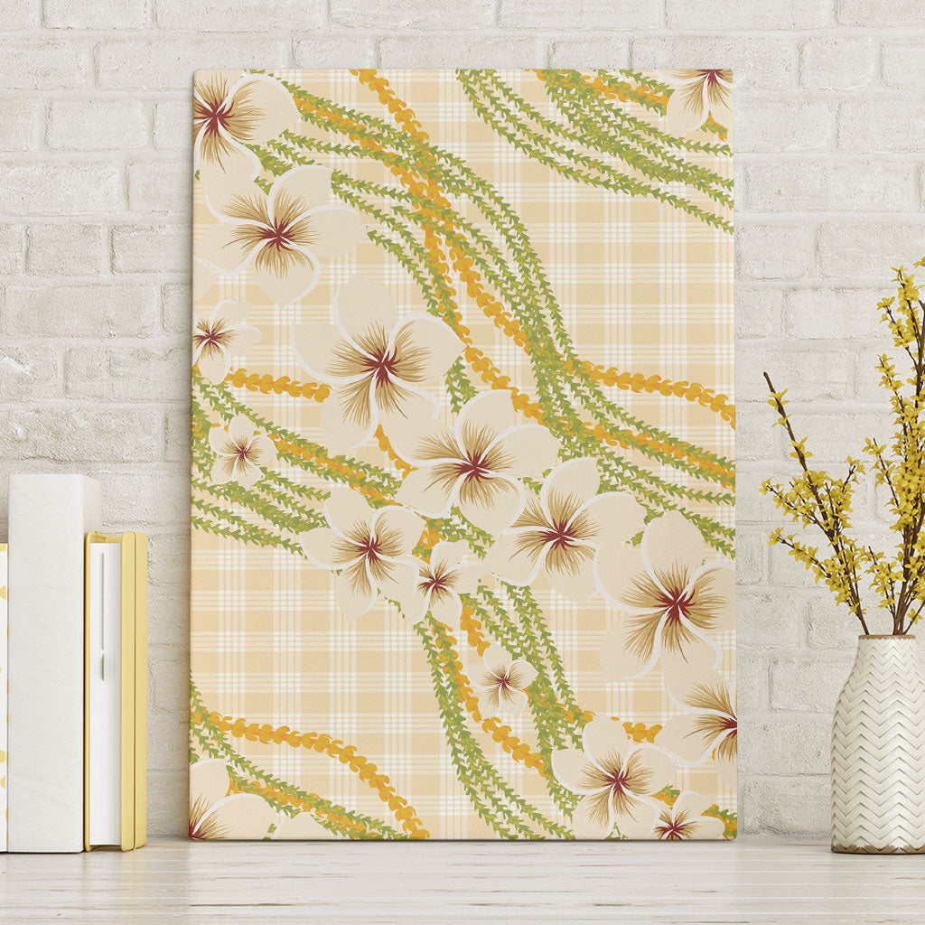 Melemele Ahiahia Hawai'i Palaka Plumeria Canvas Wall Art Puakenikeni and Maile Lei