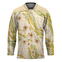 Melemele Ahiahia Hawai'i Palaka Plumeria Hockey Jersey Puakenikeni and Maile Lei
