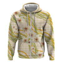 Melemele Ahiahia Hawai'i Palaka Plumeria Hoodie Puakenikeni and Maile Lei