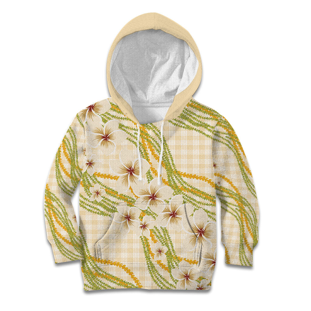 Melemele Ahiahia Hawai'i Palaka Plumeria Kid Hoodie Puakenikeni and Maile Lei