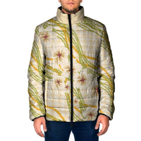 Melemele Ahiahia Hawai'i Palaka Plumeria Padded Jacket Puakenikeni and Maile Lei