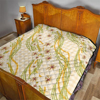 Melemele Ahiahia Hawai'i Palaka Plumeria Quilt Puakenikeni and Maile Lei