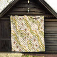 Melemele Ahiahia Hawai'i Palaka Plumeria Quilt Puakenikeni and Maile Lei