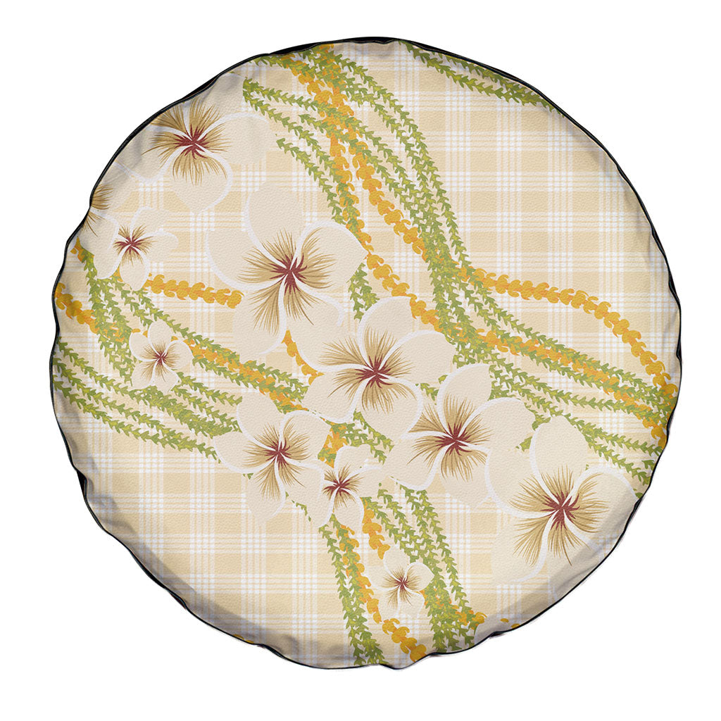 Melemele Ahiahia Hawai'i Palaka Plumeria Spare Tire Cover Puakenikeni and Maile Lei