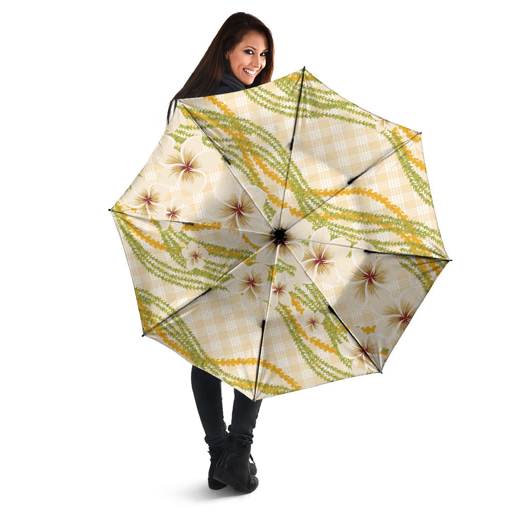 Melemele Ahiahia Hawai'i Palaka Plumeria Umbrella Puakenikeni and Maile Lei