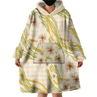 Melemele Ahiahia Hawai'i Palaka Plumeria Wearable Blanket Hoodie Puakenikeni and Maile Lei