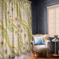 Melemele Ahiahia Hawai'i Palaka Plumeria Window Curtain Puakenikeni and Maile Lei