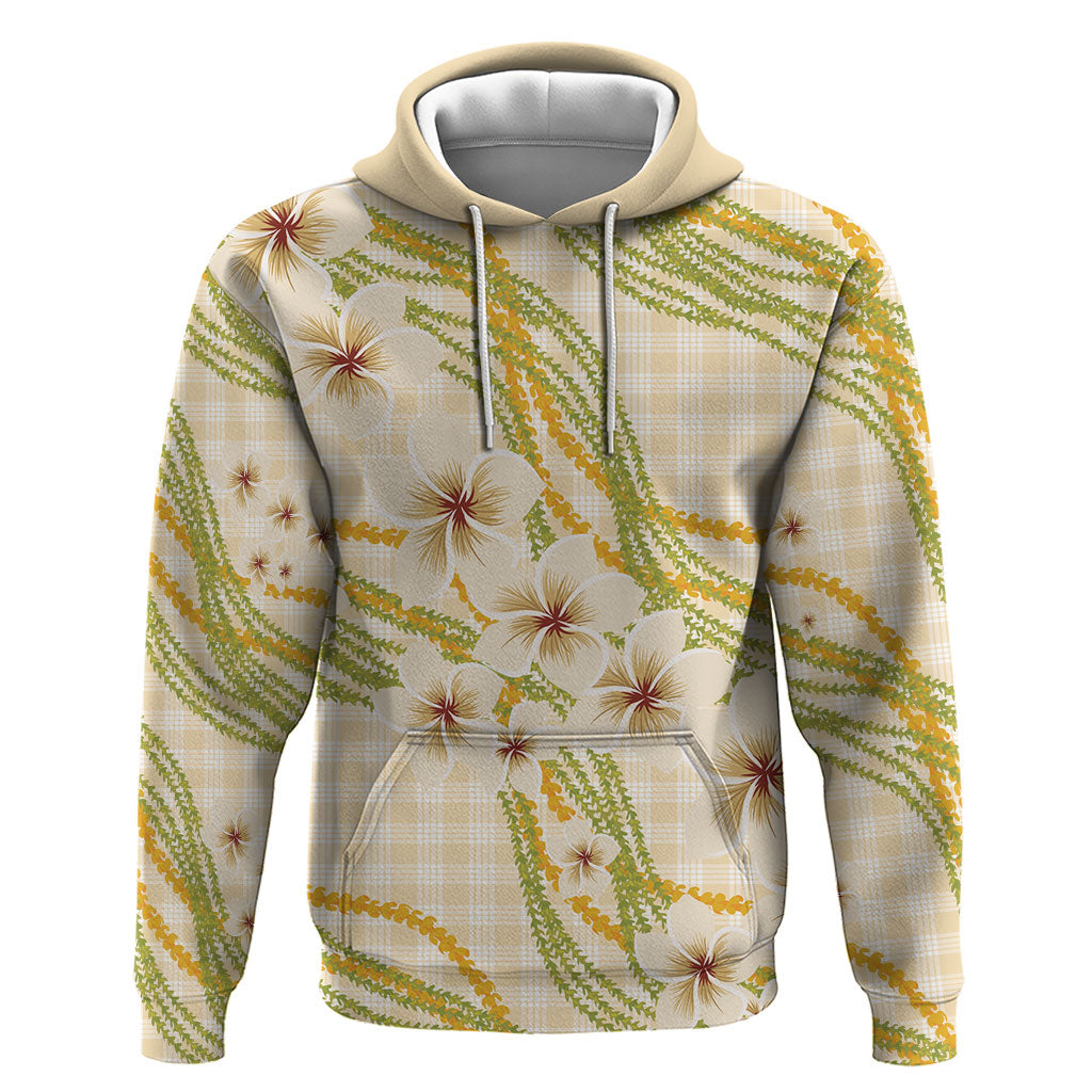 Melemele Ahiahia Hawai'i Palaka Plumeria Zip Hoodie Puakenikeni and Maile Lei