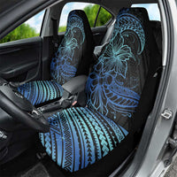 Floral Polynesian Hibiscus Tattoo Car Seat Cover Blue Gradient Style