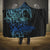 Floral Polynesian Hibiscus Tattoo Hooded Blanket Blue Gradient Style