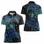 Floral Polynesian Hibiscus Tattoo Women Polo Shirt Blue Gradient Style