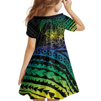 Floral Polynesian Hibiscus Tattoo Family Matching Tank Maxi Dress and Hawaiian Shirt Green Gradient Style LT9 - Polynesian Pride