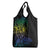 Floral Polynesian Hibiscus Tattoo Grocery Bag Green Gradient Style