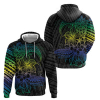 Floral Polynesian Hibiscus Tattoo Hoodie Green Gradient Style
