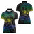 Floral Polynesian Hibiscus Tattoo Women Polo Shirt Green Gradient Style