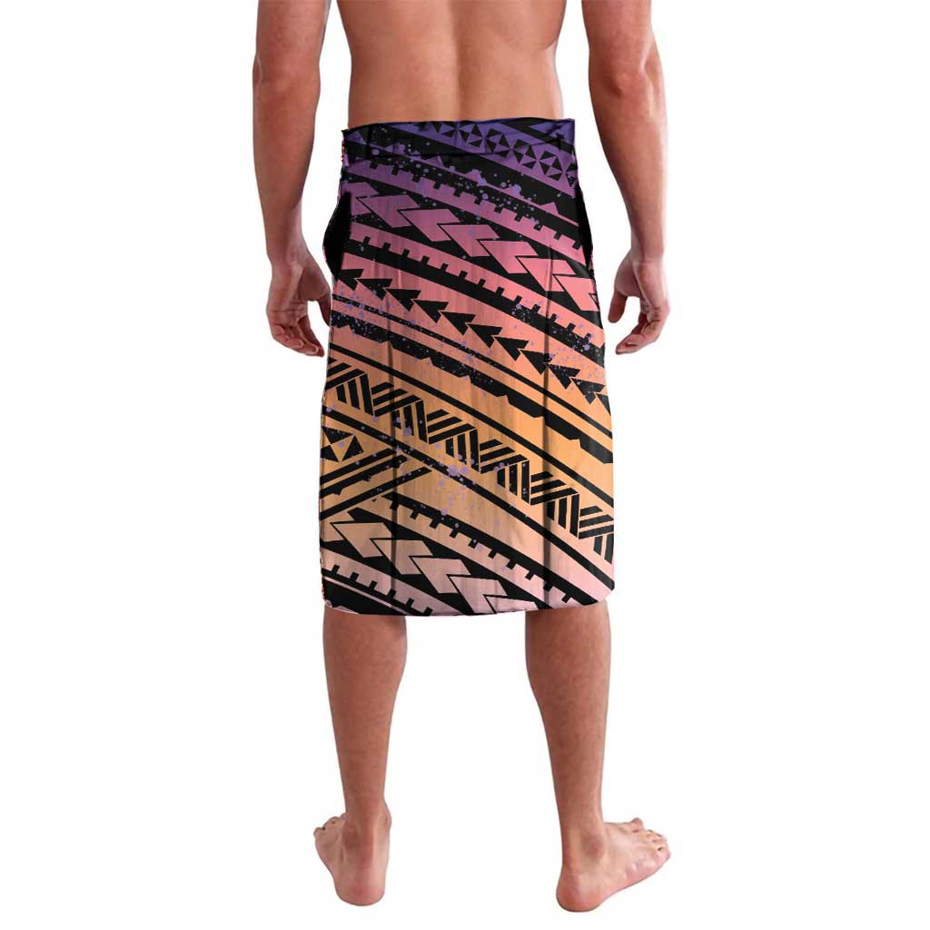 Floral Polynesian Hibiscus Tattoo Lavalava Peach Gradient Style