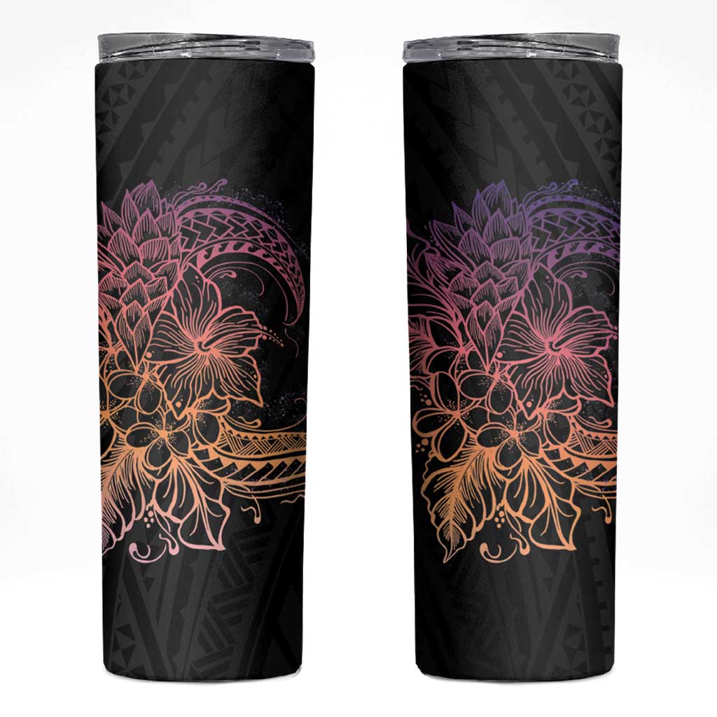 Floral Polynesian Hibiscus Tattoo Skinny Tumbler Peach Gradient Style LT9 Peach - Polynesian Pride