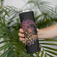 Floral Polynesian Hibiscus Tattoo Skinny Tumbler Peach Gradient Style LT9 - Polynesian Pride