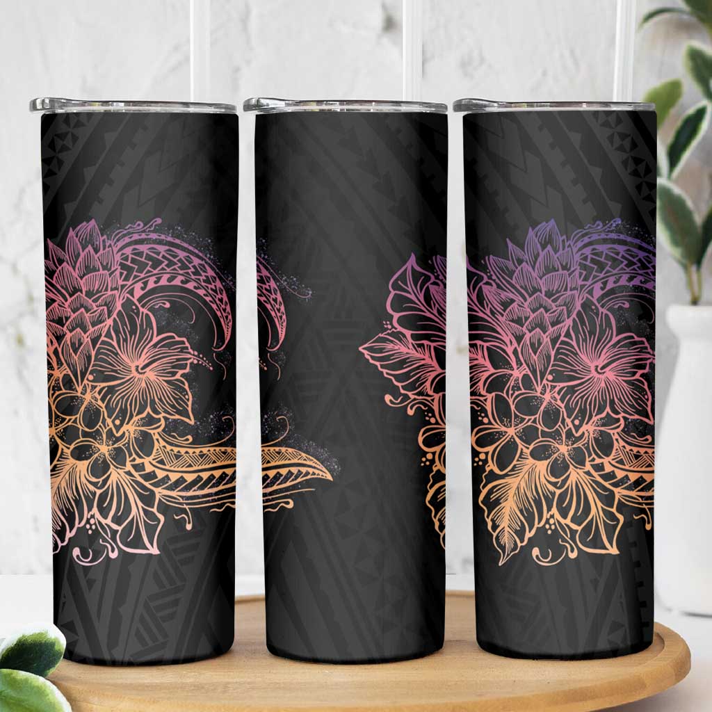 Floral Polynesian Hibiscus Tattoo Skinny Tumbler Peach Gradient Style LT9 - Polynesian Pride