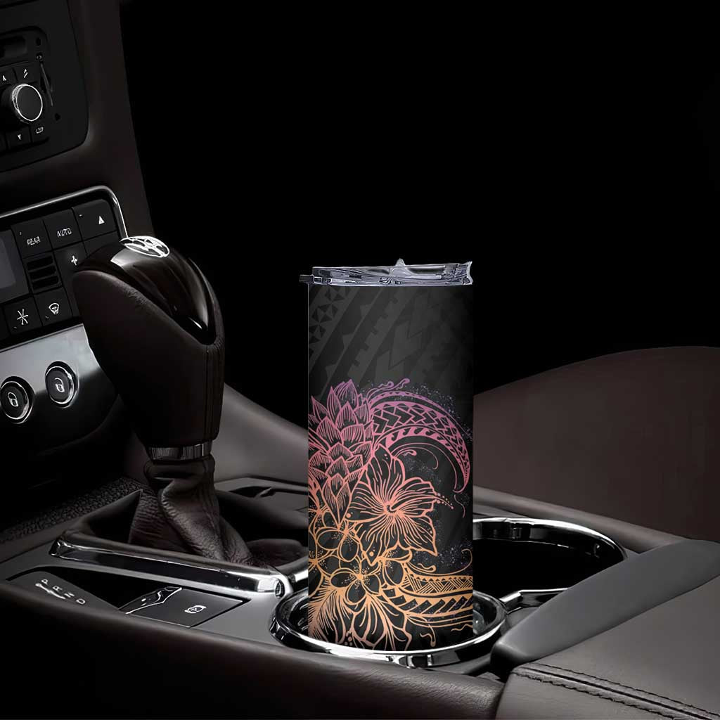 Floral Polynesian Hibiscus Tattoo Skinny Tumbler Peach Gradient Style LT9 - Polynesian Pride