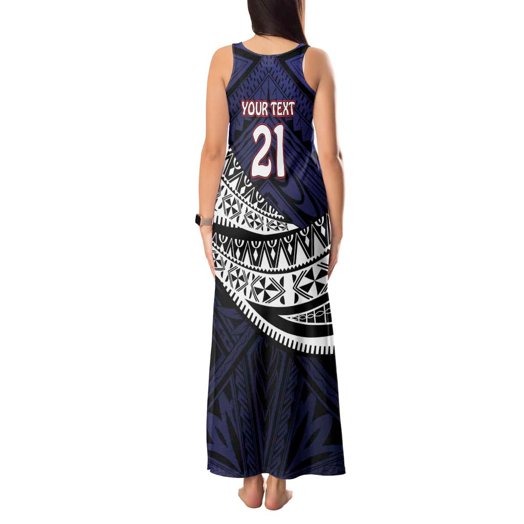 Custom Samoa Rugby Pacific Tank Maxi Dress Samoan Warrior Tribal Pattern