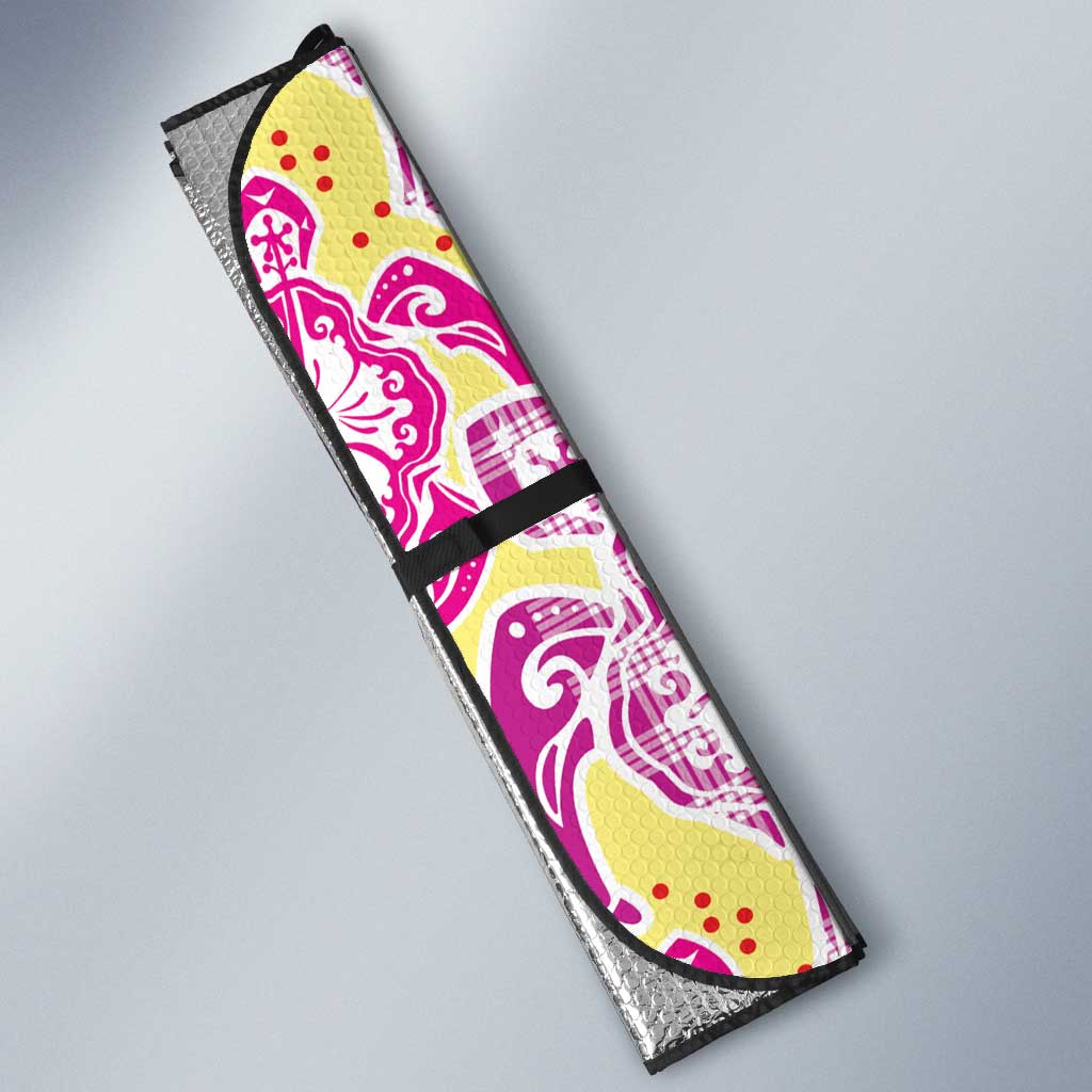 Palaka with Honu and Hibiscus Auto Sun Shade Hawaiian Heritage Spirit LT9 - Polynesian Pride