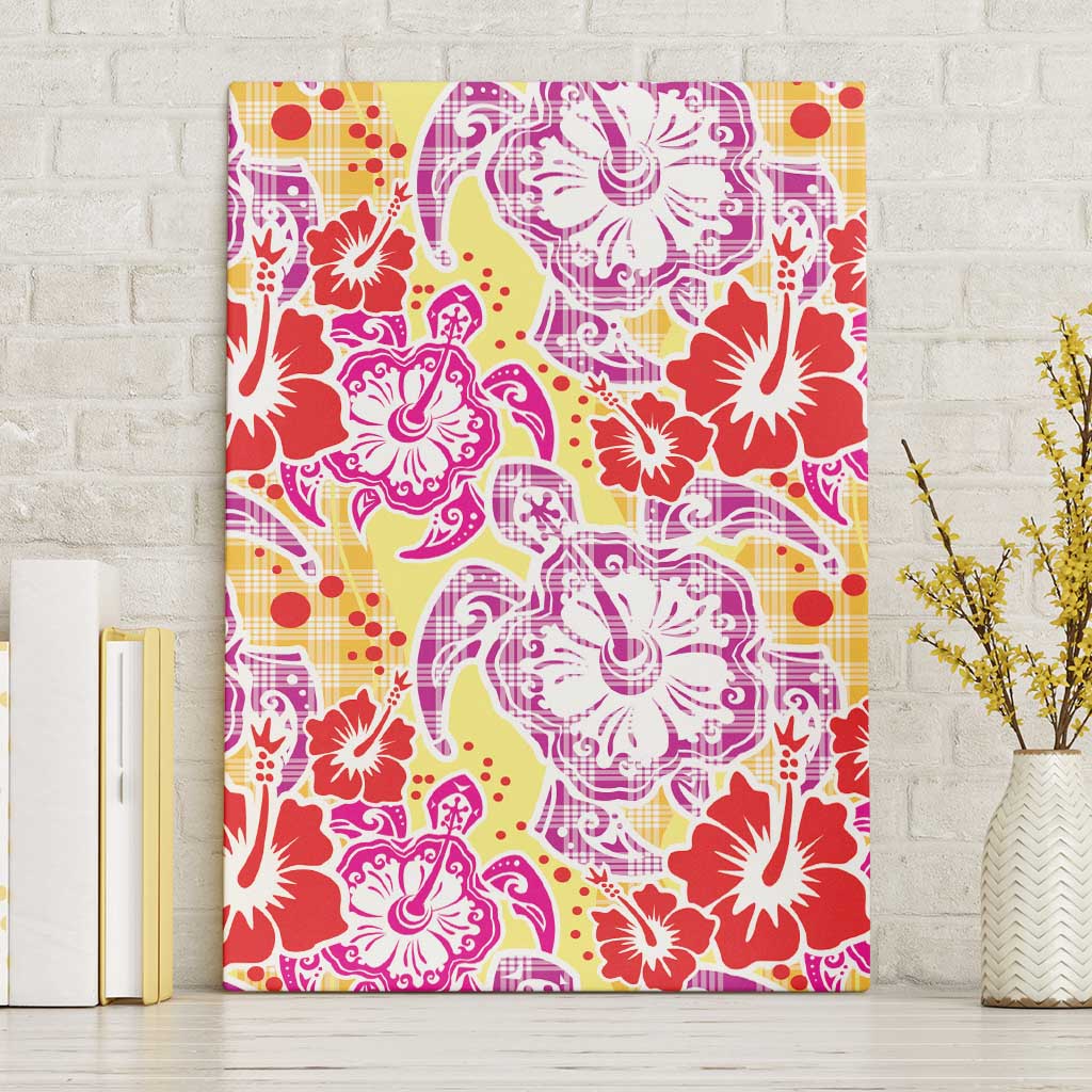 Palaka with Honu and Hibiscus Canvas Wall Art Hawaiian Heritage Spirit - Polynesian Pride