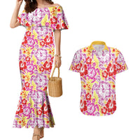 Palaka with Honu and Hibiscus Couples Matching Mermaid Dress and Hawaiian Shirt Hawaiian Heritage Spirit LT9 Red - Polynesian Pride