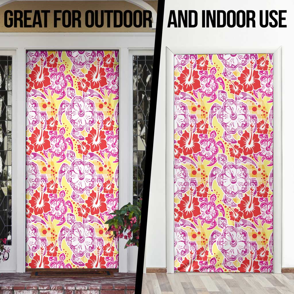 Palaka with Honu and Hibiscus Door Cover Hawaiian Heritage Spirit - Polynesian Pride