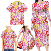 Palaka with Honu and Hibiscus Family Matching Long Sleeve Bodycon Dress and Hawaiian Shirt Hawaiian Heritage Spirit LT9 - Polynesian Pride