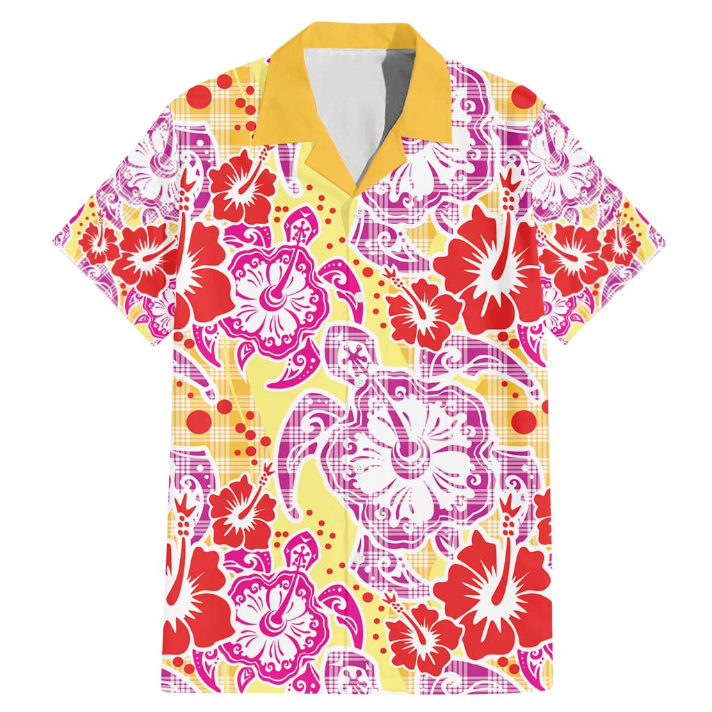 Palaka with Honu and Hibiscus Family Matching Mermaid Dress and Hawaiian Shirt Hawaiian Heritage Spirit LT9 Dad's Shirt - Short Sleeve Red - Polynesian Pride