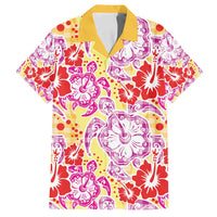 Palaka with Honu and Hibiscus Family Matching Off Shoulder Maxi Dress and Hawaiian Shirt Hawaiian Heritage Spirit LT9 Dad's Shirt - Short Sleeve Red - Polynesian Pride