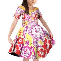 Palaka with Honu and Hibiscus Family Matching Off Shoulder Short Dress and Hawaiian Shirt Hawaiian Heritage Spirit LT9 Daughter's Dress Red - Polynesian Pride