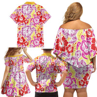 Palaka with Honu and Hibiscus Family Matching Off Shoulder Short Dress and Hawaiian Shirt Hawaiian Heritage Spirit LT9 - Polynesian Pride