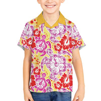 Palaka with Honu and Hibiscus Family Matching Off Shoulder Short Dress and Hawaiian Shirt Hawaiian Heritage Spirit LT9 Son's Shirt Red - Polynesian Pride