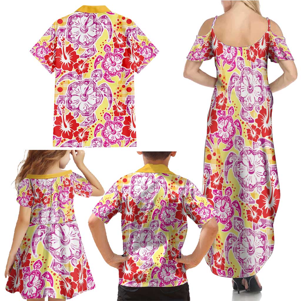 Palaka with Honu and Hibiscus Family Matching Summer Maxi Dress and Hawaiian Shirt Hawaiian Heritage Spirit LT9 - Polynesian Pride