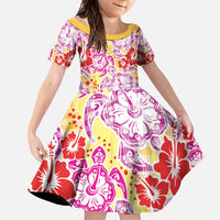 Palaka with Honu and Hibiscus Family Matching Tank Maxi Dress and Hawaiian Shirt Hawaiian Heritage Spirit LT9 Daughter's Dress Red - Polynesian Pride