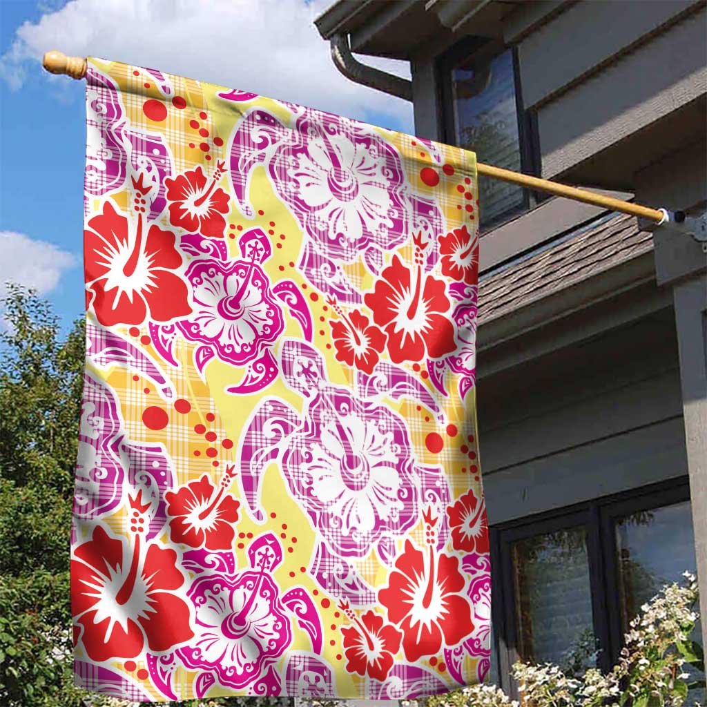 Palaka with Honu and Hibiscus Garden Flag Hawaiian Heritage Spirit - Polynesian Pride