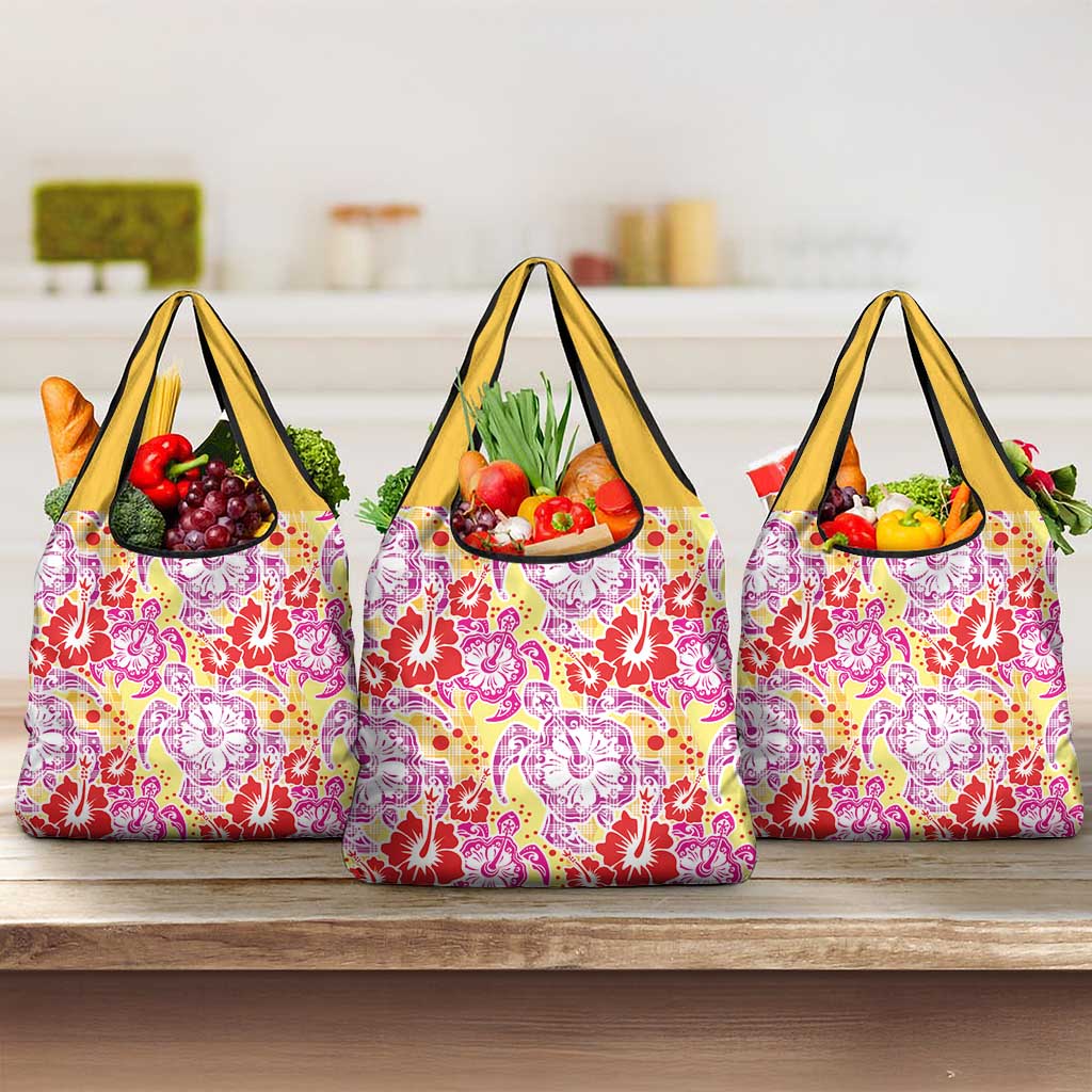 Palaka with Honu and Hibiscus Grocery Bag Hawaiian Heritage Spirit - Polynesian Pride