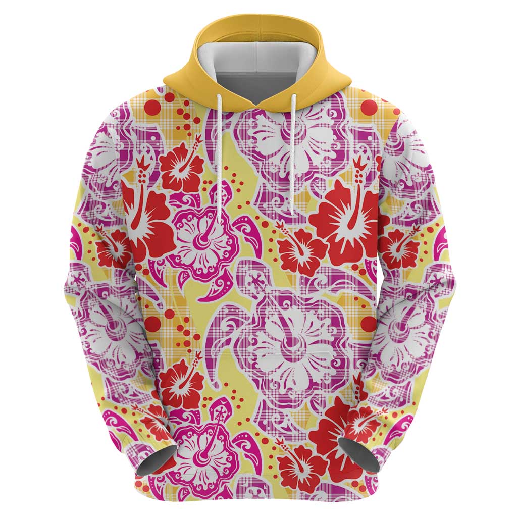Palaka with Honu and Hibiscus Hoodie Hawaiian Heritage Spirit - Polynesian Pride