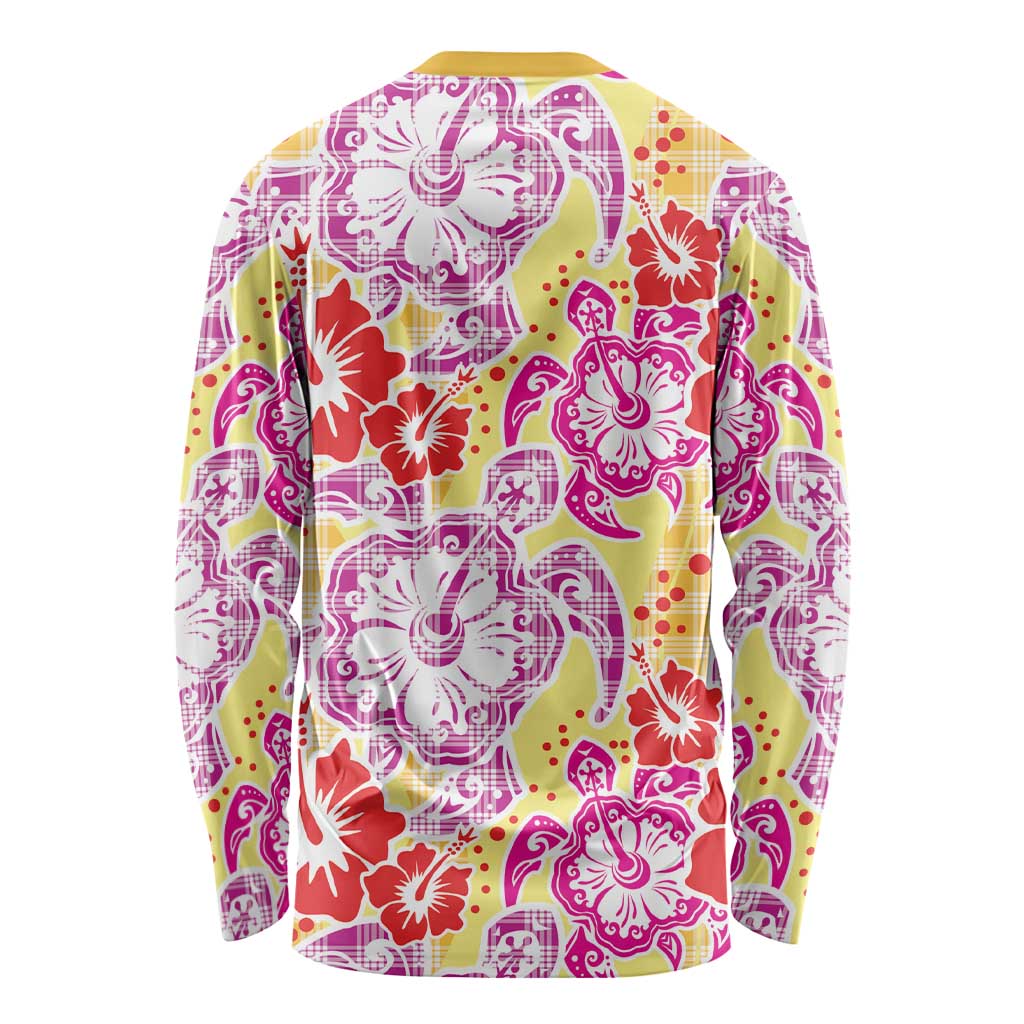 Palaka with Honu and Hibiscus Long Sleeve Shirt Hawaiian Heritage Spirit - Polynesian Pride