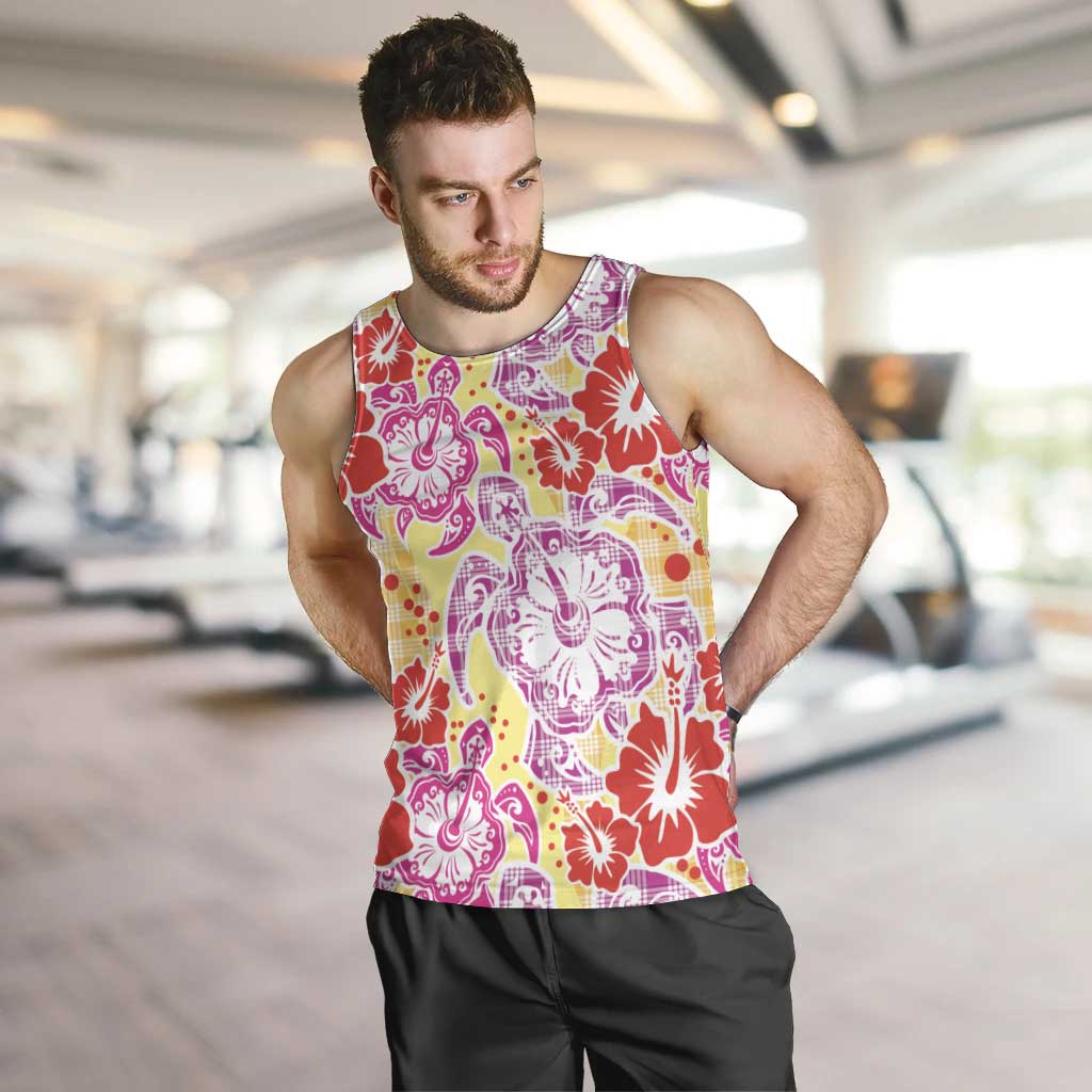 Palaka with Honu and Hibiscus Men Tank Top Hawaiian Heritage Spirit - Polynesian Pride