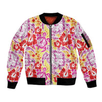 Palaka with Honu and Hibiscus Sleeve Zip Bomber Jacket Hawaiian Heritage Spirit LT9 Unisex Red - Polynesian Pride