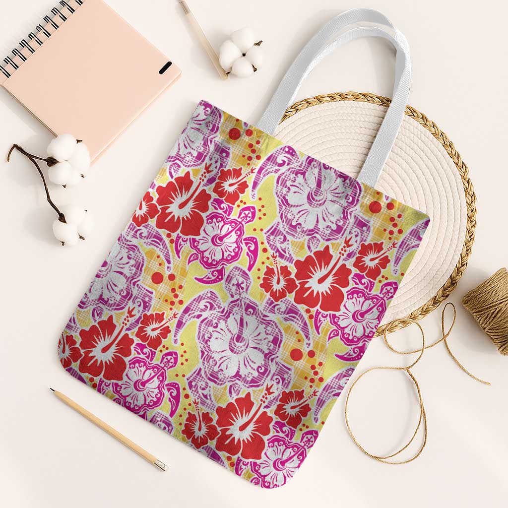 Palaka with Honu and Hibiscus Tote Bag Hawaiian Heritage Spirit - Polynesian Pride